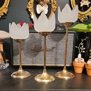 Vintage Gold and White Tealigh Candle Holders